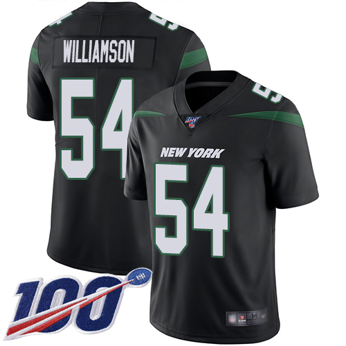 Jets #54 Avery Williamson Black Alternate Youth Stitched Football 100th Season Vapor Limited Jersey