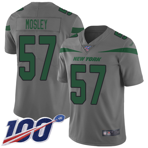 Jets #57 C.J. Mosley Gray Youth Stitched Football Limited Inverted Legend 100th Season Jersey