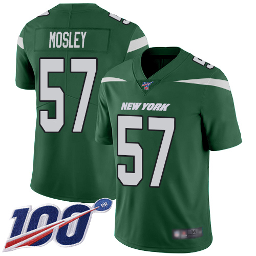 Jets #57 C.J. Mosley Green Team Color Youth Stitched Football 100th Season Vapor Limited Jersey