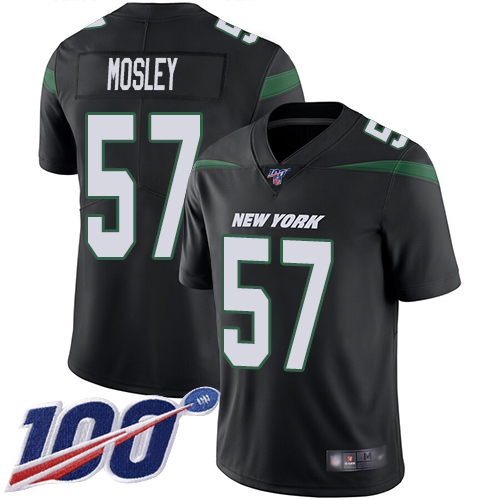 Jets #57 C.J. Mosley Black Alternate Youth Stitched Football 100th Season Vapor Limited Jersey