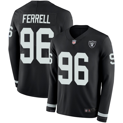 Nike Raiders #96 Clelin Ferrell Black Team Color Youth Stitched NFL Limited Therma Long Sleeve Jersey