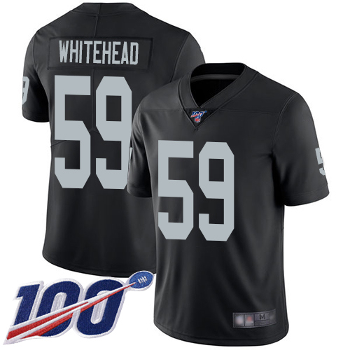 Raiders #59 Tahir Whitehead Black Team Color Youth Stitched Football 100th Season Vapor Limited Jersey