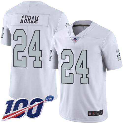 Raiders #24 Johnathan Abram White Youth Stitched Football Limited Rush 100th Season Jersey