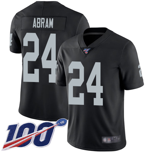 Raiders #24 Johnathan Abram Black Team Color Youth Stitched Football 100th Season Vapor Limited Jersey