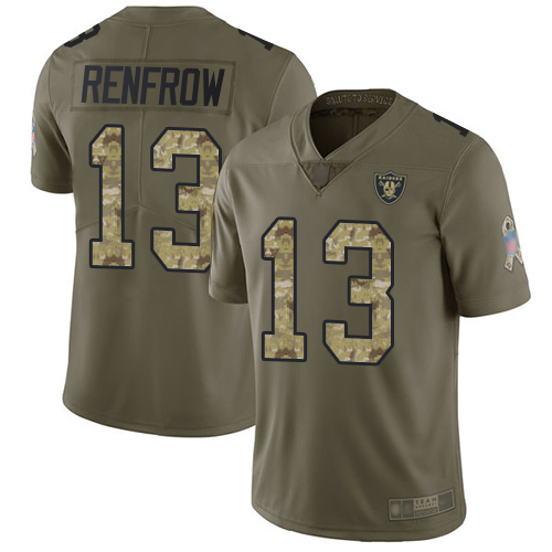 Raiders #13 Hunter Renfrow Olive/Camo Youth Stitched Football Limited 2017 Salute to Service Jersey