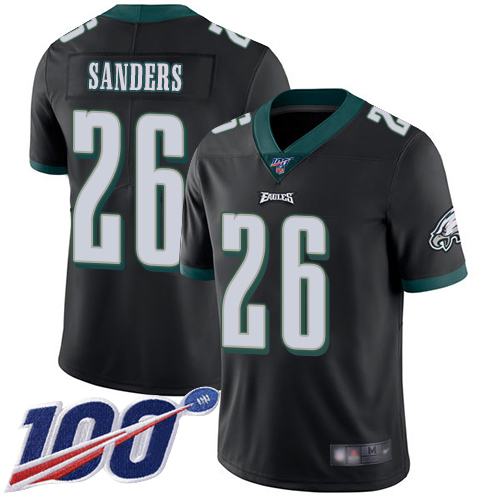 Eagles #26 Miles Sanders Black Alternate Youth Stitched Football 100th Season Vapor Limited Jersey
