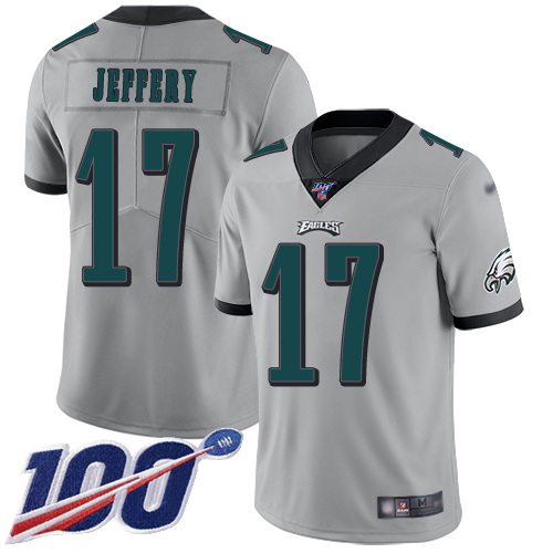 Eagles #17 Alshon Jeffery Silver Youth Stitched Football Limited Inverted Legend 100th Season Jersey