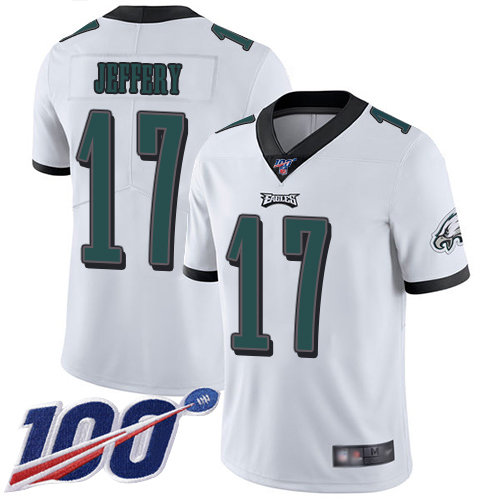 Eagles #17 Alshon Jeffery White Youth Stitched Football 100th Season Vapor Limited Jersey