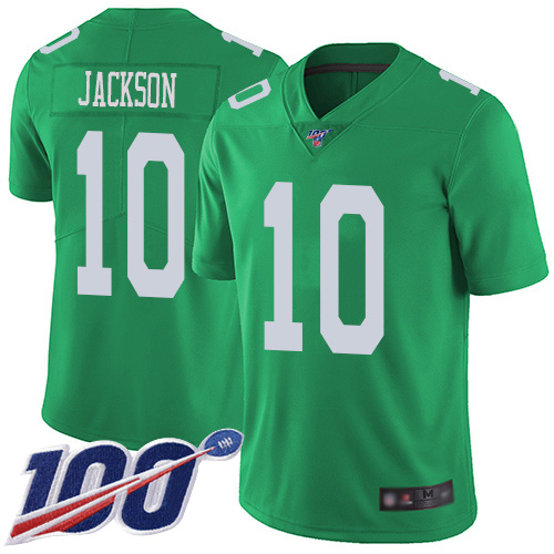 Eagles #10 DeSean Jackson Green Youth Stitched Football Limited Rush 100th Season Jersey