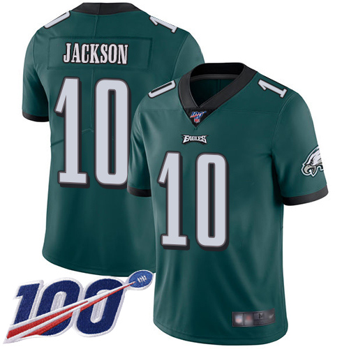Eagles #10 DeSean Jackson Midnight Green Team Color Youth Stitched Football 100th Season Vapor Limited Jersey