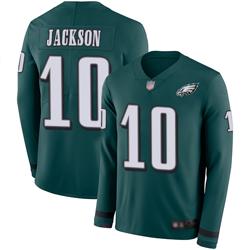 Nike Eagles #10 DeSean Jackson Midnight Green Team Color Youth Stitched NFL Limited Therma Long Sleeve Jersey