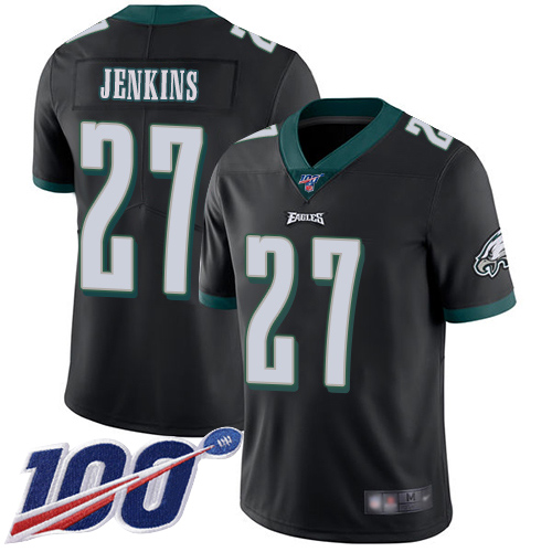 Eagles #27 Malcolm Jenkins Black Alternate Youth Stitched Football 100th Season Vapor Limited Jersey
