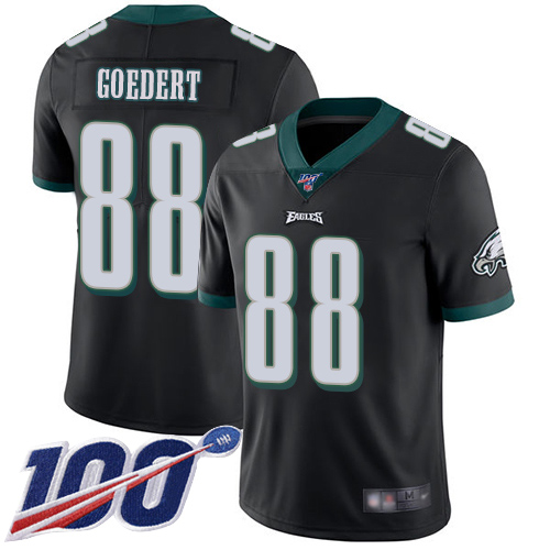 Eagles #88 Dallas Goedert Black Alternate Youth Stitched Football 100th Season Vapor Limited Jersey