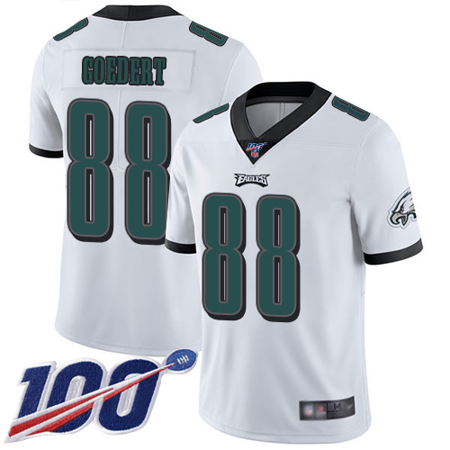 Eagles #88 Dallas Goedert White Youth Stitched Football 100th Season Vapor Limited Jersey Eagles #88 Dallas Goedert White Youth Stitched Football 100th Season Vapor Limited Jersey