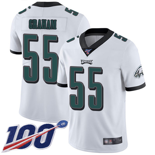 Eagles #55 Brandon Graham White Youth Stitched Football 100th Season Vapor Limited Jersey