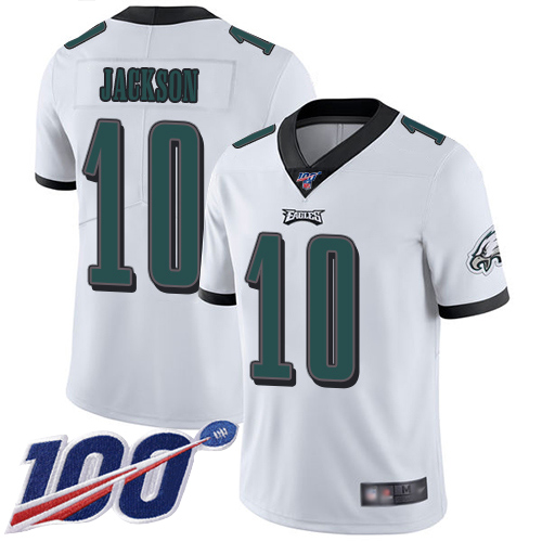 Eagles #10 DeSean Jackson White Youth Stitched Football 100th Season Vapor Limited Jersey