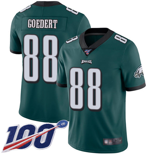 Eagles #88 Dallas Goedert Midnight Green Team Color Youth Stitched Football 100th Season Vapor Limited Jersey