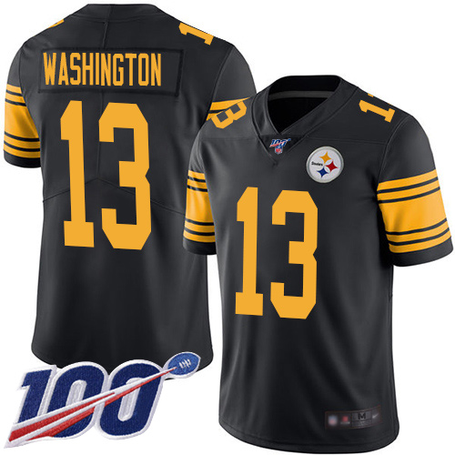 Steelers #13 James Washington Black Youth Stitched Football Limited Rush 100th Season Jersey