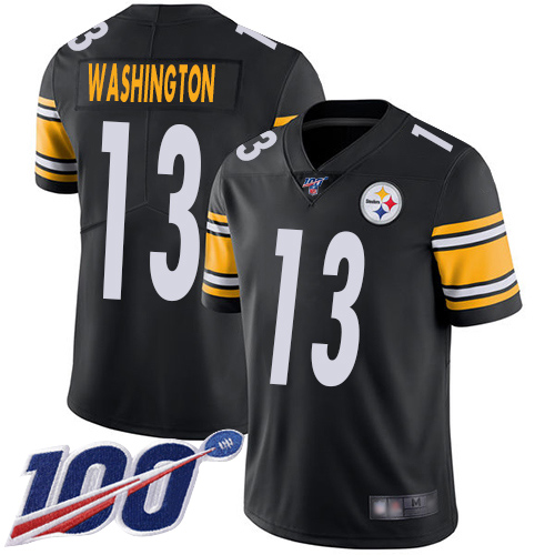 Steelers #13 James Washington Black Team Color Youth Stitched Football 100th Season Vapor Limited Jersey