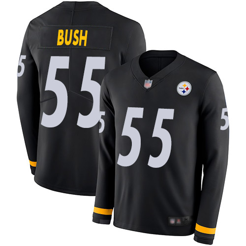Nike Steelers #55 Devin Bush Black Team Color Youth Stitched NFL Limited Therma Long Sleeve Jersey
