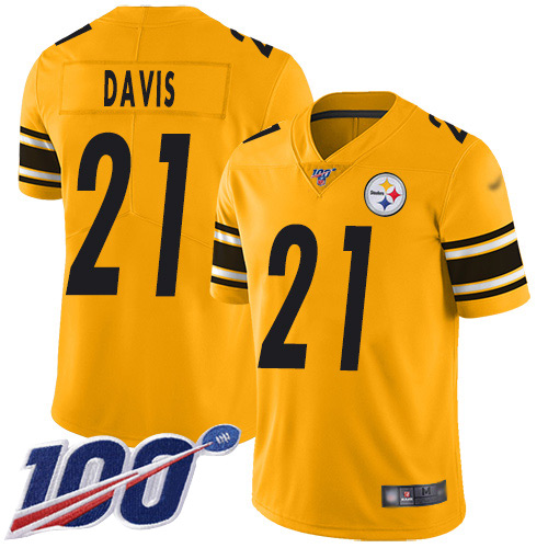 Steelers #21 Sean Davis Gold Youth Stitched Football Limited Inverted Legend 100th Season Jersey