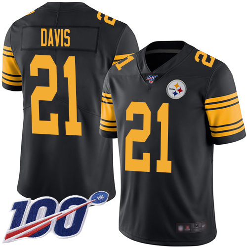 Steelers #21 Sean Davis Black Youth Stitched Football Limited Rush 100th Season Jersey