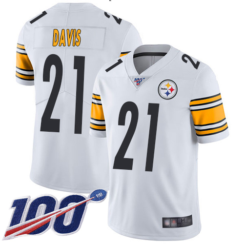Steelers #21 Sean Davis White Youth Stitched Football 100th Season Vapor Limited Jersey