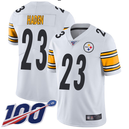 Steelers #23 Joe Haden White Youth Stitched Football 100th Season Vapor Limited Jersey
