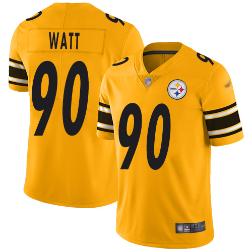 Steelers #90 T. J. Watt Gold Youth Stitched Football Limited Inverted Legend Jersey