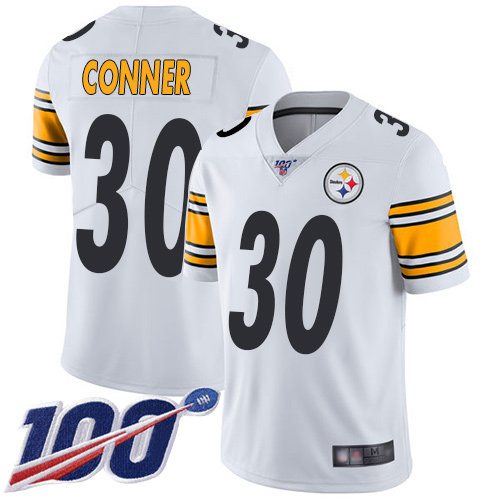 Steelers #30 James Conner White Youth Stitched Football 100th Season Vapor Limited Jersey