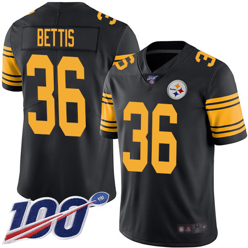 Steelers #36 Jerome Bettis Black Youth Stitched Football Limited Rush 100th Season Jersey