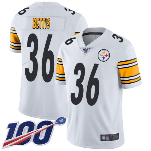 Steelers #36 Jerome Bettis White Youth Stitched Football 100th Season Vapor Limited Jersey