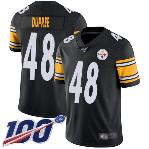 Steelers #48 Bud Dupree Black Team Color Youth Stitched Football 100th Season Vapor Limited Jersey
