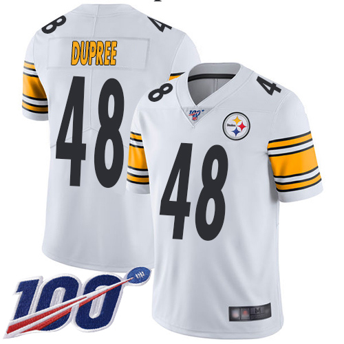 Steelers #48 Bud Dupree White Youth Stitched Football 100th Season Vapor Limited Jersey