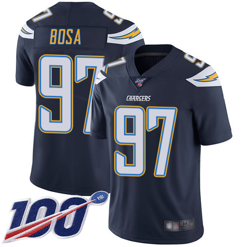 Chargers #97 Joey Bosa Navy Blue Team Color Youth Stitched Football 100th Season Vapor Limited Jersey