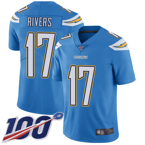 Chargers #17 Philip Rivers Electric Blue Alternate Youth Stitched Football 100th Season Vapor Limited Jersey