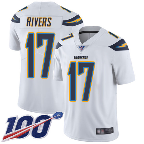 Chargers #17 Philip Rivers White Youth Stitched Football 100th Season Vapor Limited Jersey