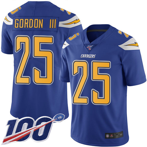 Chargers #25 Melvin Gordon III Electric Blue Youth Stitched Football Limited Rush 100th Season Jersey