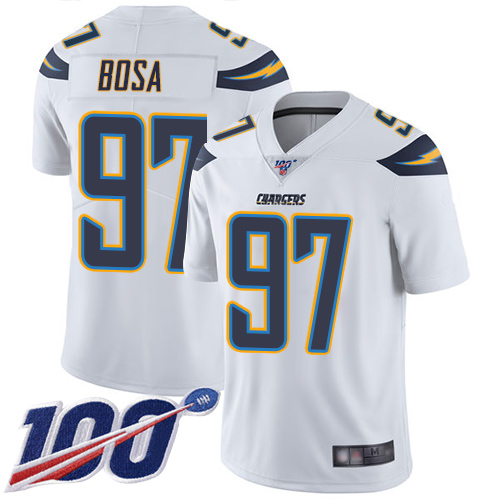 Chargers #97 Joey Bosa White Youth Stitched Football 100th Season Vapor Limited Jersey