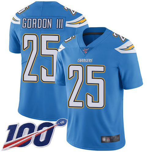 Chargers #25 Melvin Gordon III Electric Blue Alternate Youth Stitched Football 100th Season Vapor Limited Jersey