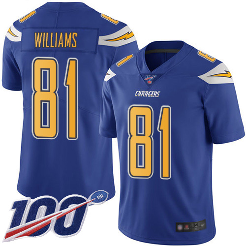 Chargers #81 Mike Williams Electric Blue Youth Stitched Football Limited Rush 100th Season Jersey Chargers #81 Mike Williams Electric Blue Youth Stitched Football Limited Rush 100th Season Jersey
