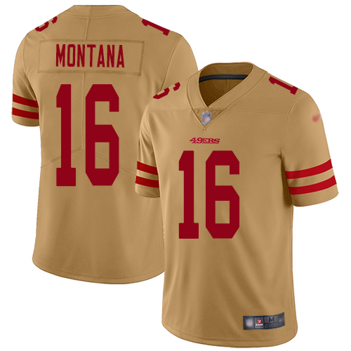 49ers #16 Joe Montana Gold Youth Stitched Football Limited Inverted Legend Jersey