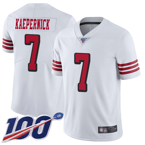 49ers #7 Colin Kaepernick White Rush Youth Stitched Football Limited 100th Season Jersey