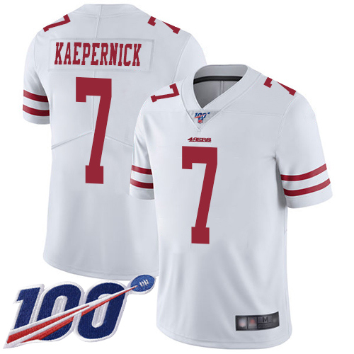 49ers #7 Colin Kaepernick White Youth Stitched Football 100th Season Vapor Limited Jersey