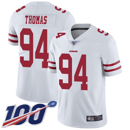 49ers #94 Solomon Thomas White Youth Stitched Football 100th Season Vapor Limited Jersey