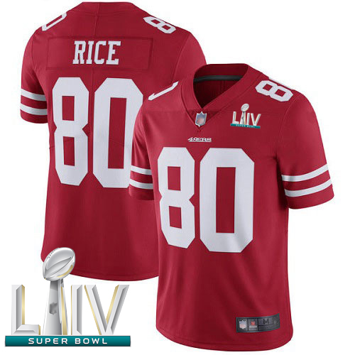 49ers #80 Jerry Rice Red Team Color Super Bowl LIV Bound Youth Stitched Football Vapor Untouchable Limited Jersey
