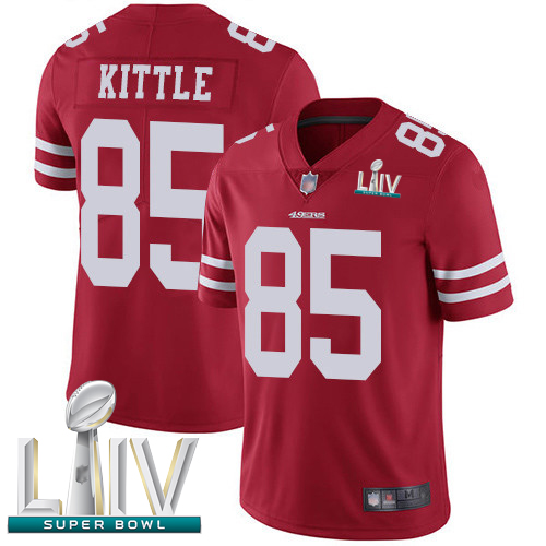 49ers #85 George Kittle Red Team Color Super Bowl LIV Bound Youth Stitched Football Vapor Untouchable Limited Jersey