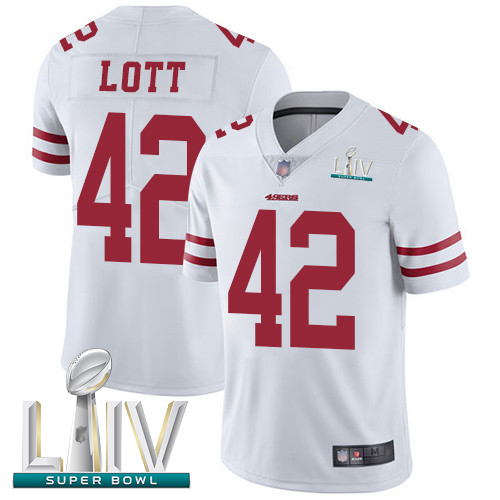 49ers #42 Ronnie Lott White Super Bowl LIV Bound Youth Stitched Football Vapor Untouchable Limited Jersey