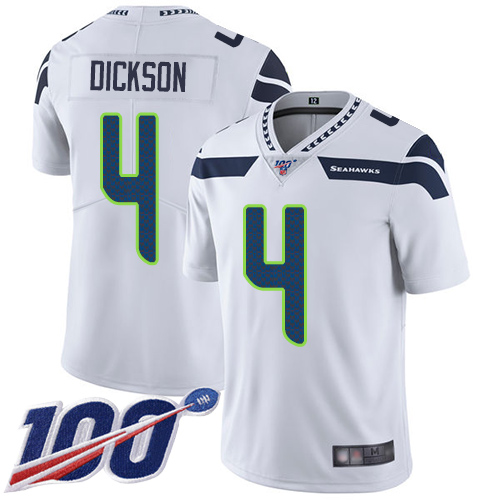 Seahawks #4 Michael Dickson White Youth Stitched Football 100th Season Vapor Limited Jersey