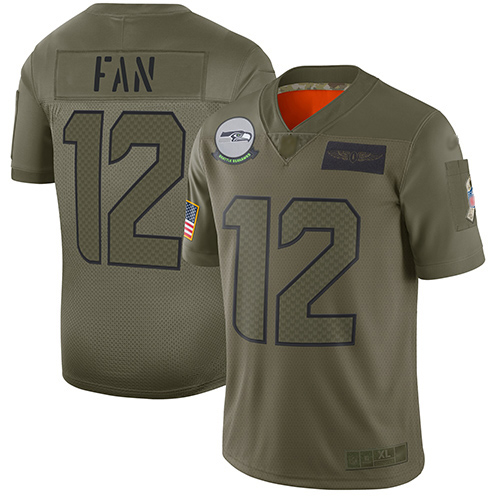 Seahawks #12 Fan Camo Youth Stitched Football Limited 2019 Salute to Service Jersey